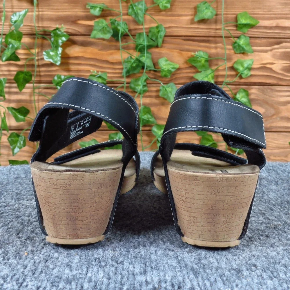 Clarks‎ Collection Alto Madi Women Wedge Sandal 5 Comfort Black Leather 26107127